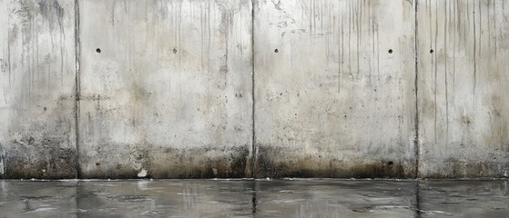 Oil painting depicting a wet concrete wall surface showcasing the textures of raw cement emphasizing the details of a damp backdrop