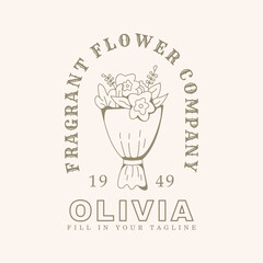 Vintage flower logo design with line art. feminine tulip flower logo for beauty care, spa, salon, cosmetics or boutique