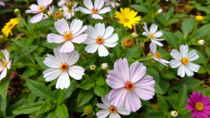 Obraz premium Close up of delicate white and pink flowers.