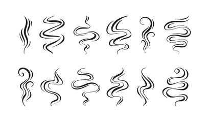 Smoke, aroma lines icon. Doodle Wavy Smoke lines symbol sketch style hand drawn