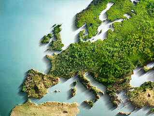 European green deal - Europe map made from vegetation