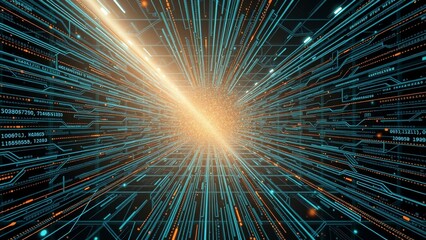 Obraz premium Abstract digital lines and glowing light.