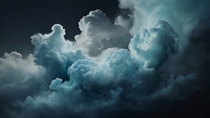 Naklejka premium Cloudscape dark to bright hue of blue color foggy background wallpaper weather stormy sky