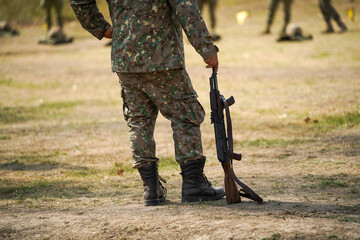 soldiers during a training. detail. the army in training.
