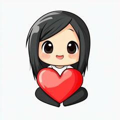 Adorable chibi heart design in vibrant colors, perfect for adding a touch of cuteness to any white background.