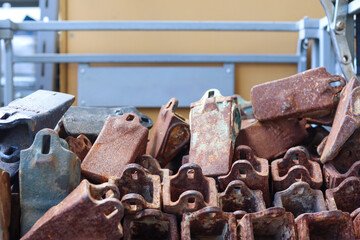 Close-up of rusted iron crawler.