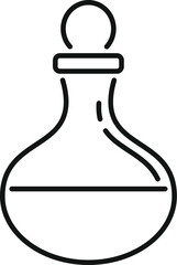 Round bottom flask containing chemical liquid icon. Outline round bottom flask containing chemical liquid vector icon for web design isolated on white background