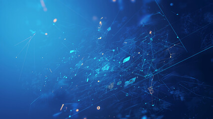 Abstract Digital Connections Representing Data and Blockchain Technology, Featuring Complex Networks and Geometric Patterns in a Futuristic Style. A Visual Representation of Decentralized Systems and 