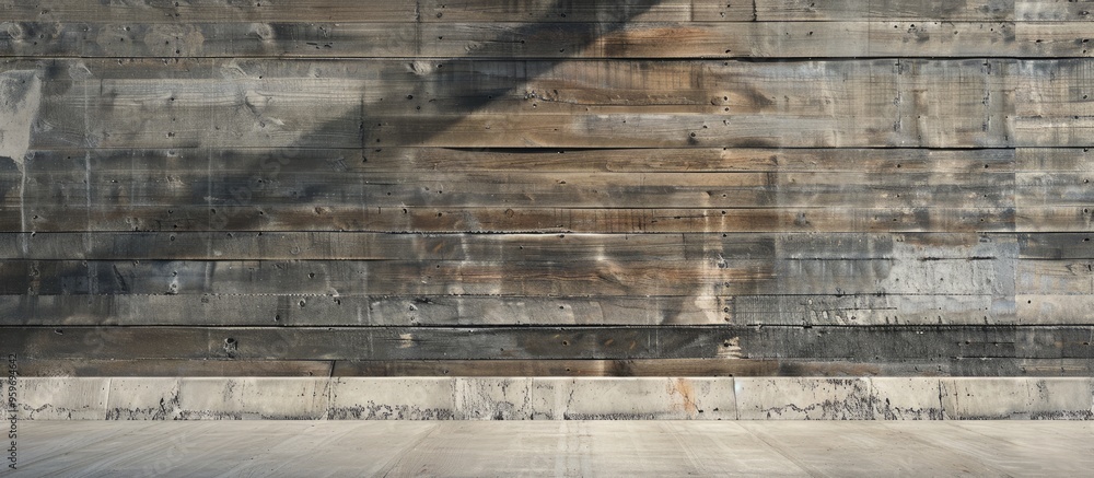 Aufkleber Concrete wall and weathered wood. with copy space image. Place for adding text or design
