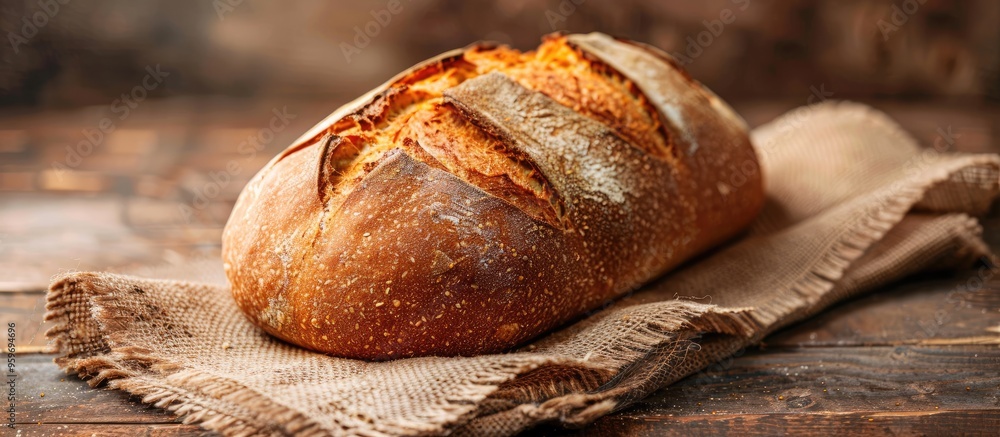 Poster fresh bread viewed from above. with copy space image. place for adding text or design