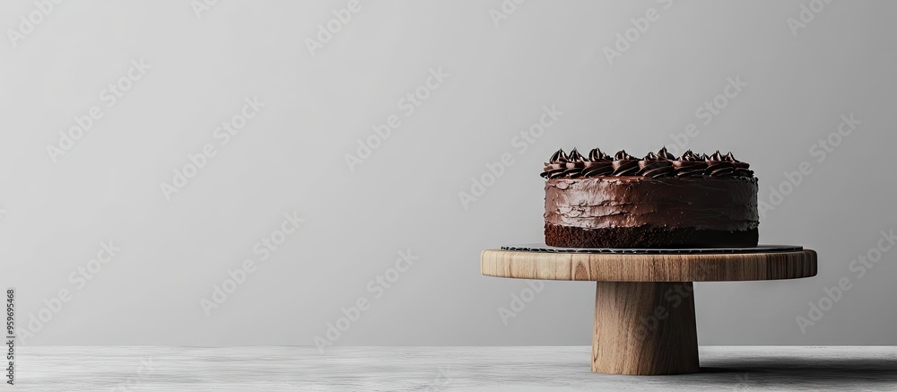 Leinwandbilder homemade chocolate cake on a pedestal. with copy space image. place for adding text or design