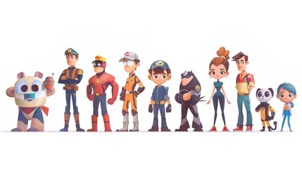 Obraz premium Stunning Working Cartoon Characters: A Fun and Lively Workplace Vision. Showcasing Creativity and Energy.
