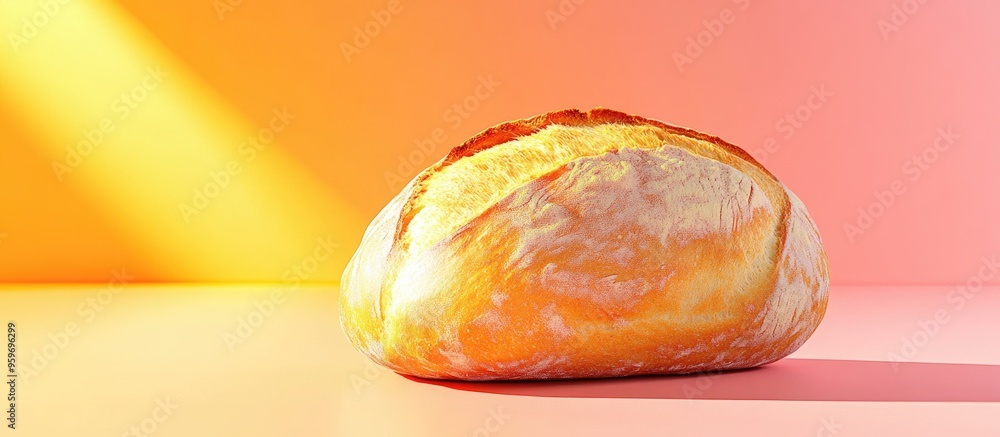 Poster loaf of bread against a colored background. with copy space image. place for adding text or design