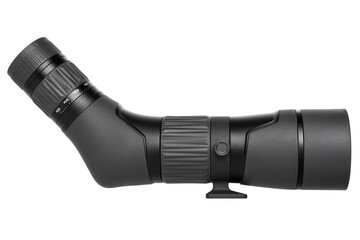 Modern spyglass. Long-range observation device. Monocular isolate on a white back