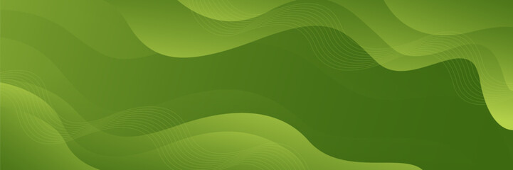 Abstract green gradient fluid wave background, modern dynamic banner. Nature color. Suitable for templates, sale banners, business, events, ads, web and pages