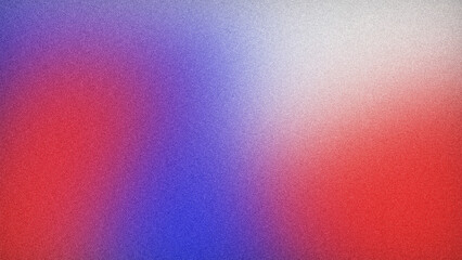 Grainy colorful gradient background. Abstract, red, white, blue, blurred, mesh, noise, wave, bokeh, retro vibes.