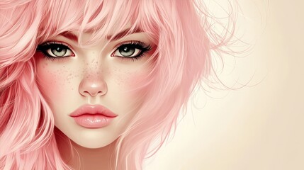 Pink Hair Woman Portrait.