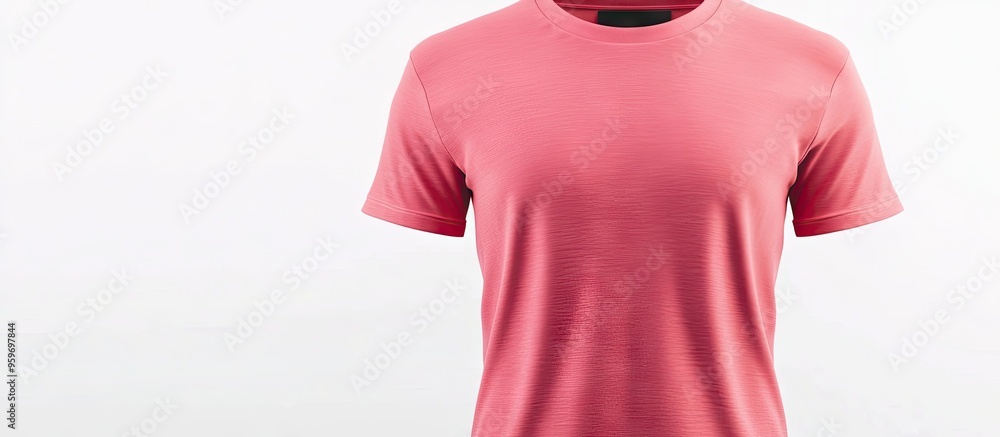 Poster blank pink t shirt against a white background. with copy space image. place for adding text or desig