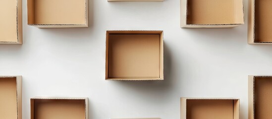Cardboard box against a white background. with copy space image. Place for adding text or design