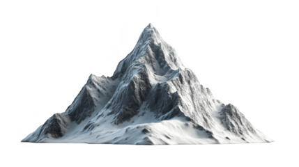 Snowy mountain peak isolated transparent background