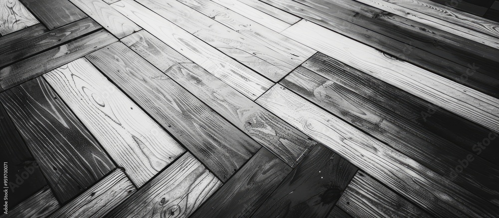 Aufkleber Black and white wooden parquet pattern. with copy space image. Place for adding text or design