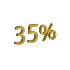 35 off discount promotion sale made of realistic 3d vector gold. Template for products, advertizing, web banners, leaflets, certificates and postcards