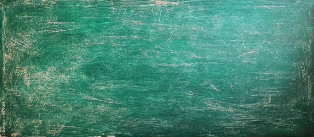 Poster The surface of a green school chalkboard marked with chalk Education in schools. with copy space image. Place for adding text or design