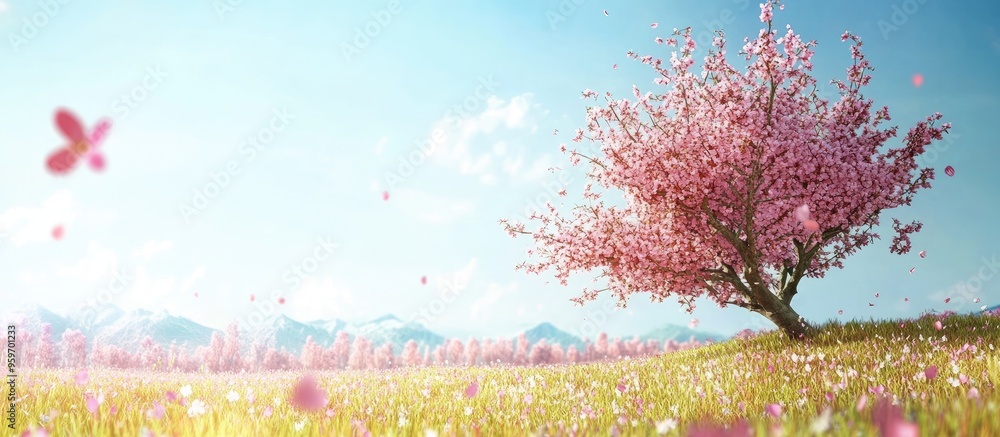 Aufkleber spring. with copy space image. Place for adding text or design