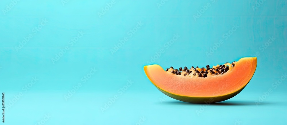 Wall mural fresh papaya slice with copyspace