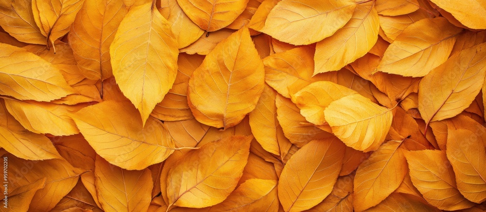 Leinwandbilder textured background of leaves yellow foliage. with copy space image. place for adding text or design