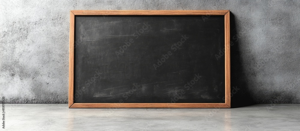 Poster Blackboard and erase board on the cement floor. with copy space image. Place for adding text or design