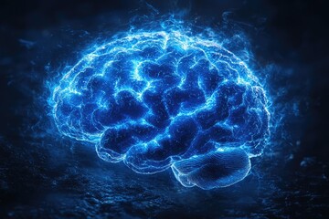 Obraz premium Radiant intelligence: glowing human brain, the spark of knowledge and the power of neural connections, the brains role as the center of consciousness and intellectual brilliance