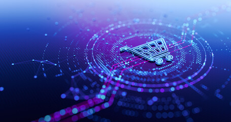 E-commerce and digital shop: add to cart icon. Business, retail, online store concept © Sikov