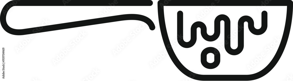 Poster minimal line art icon of a honey dipper with honey dripping from it