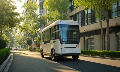 Autonomous Vehicle Driving Through Urban Street - Powered by Adobe