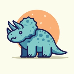 Adorable cute triceratops vector illustration in flat style