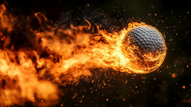 Golf Ball in Flames Burning Golf Ball Fire Golf Ball