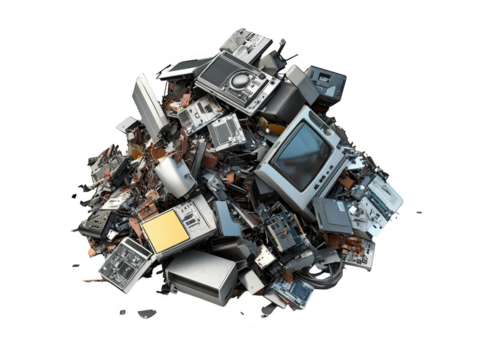 Pile of Old Electronic Waste and Scrap