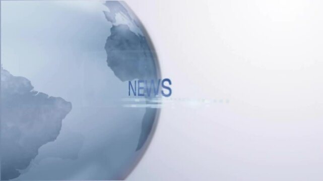 Rotating globe with NEWS text animation on white background