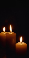 Soft light from flickering candles illuminates tranquil scene, inviting calming ambiance. Expression of regret, eternal memory and mourning. Religious ritual cult. Moments of reflection serenity. AI
