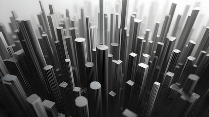Obraz premium Abstract Black and White Cityscape with Geometric Shapes