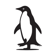 Fototapeta premium Penguin Bird Clipart - Adélie penguin Bird Vector illustration in black and white