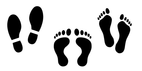 Footprint icon vector illustration, Trail shoes on white background.