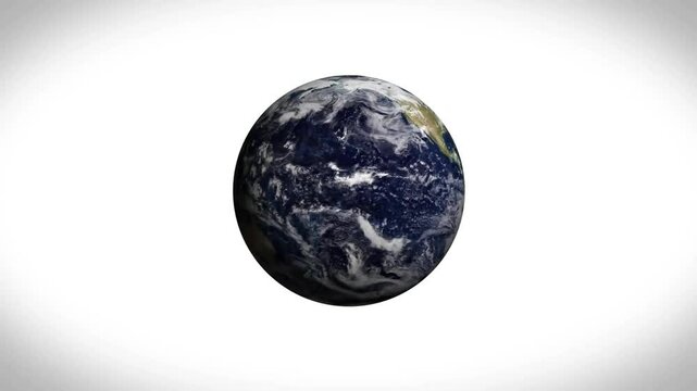 Rotating Earth animation over white background