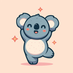 Naklejka premium Cartoon cute koala vector illustration in a flat style
