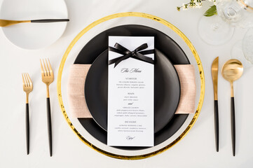 Wedding place setting and menu - Top view