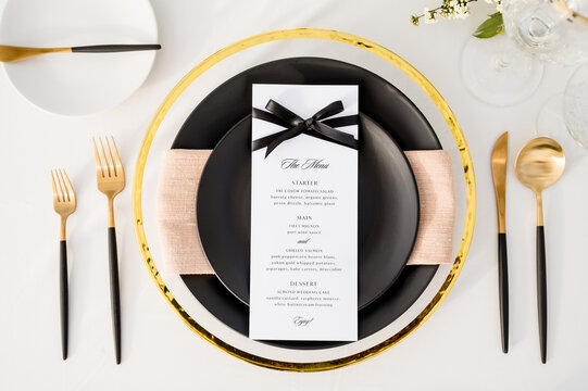 Wedding place setting and menu - Top view