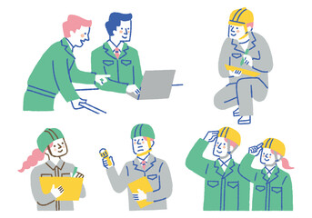 Set of people working in work clothes_color