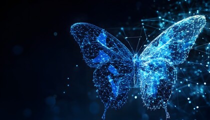 Abstract Blue Butterfly with Interconnected Network