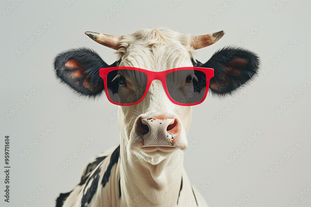 Wall mural Curious Cow in Sunglasses